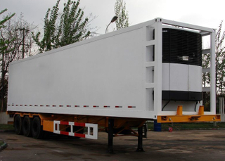 Remolque de camión sándwich GRP refrigerado de 45 pies y 3 ejes con unidades de refrigerador portador para congelación y carga fresca, remolques frigoríficos